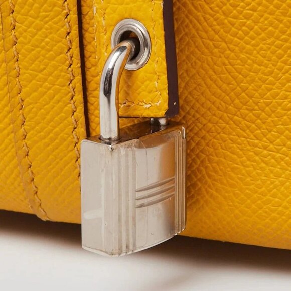 Hermes Jaune Ambre/Brique/White Epsom Leather Tressage De Cuir Picotin Bag - Picture 7 of 12